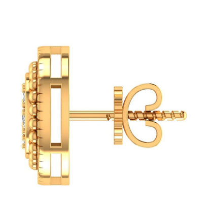 10K Real Yellow Gold Genuine Authentic 0.28 Cwt. VVS/1 Moissanite Diamond Unisex Round Screw Back Stud Earrings 11.31 mm