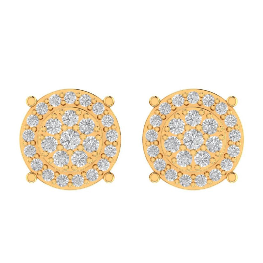 10K Real Yellow Gold Genuine Authentic 0.27 Cwt. VVS/1 Moissanite Diamond Unisex Round Screw Back Stud Earrings Small 7.30 mm