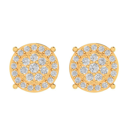 10K Real Yellow Gold Genuine Authentic 0.27 Cwt. VVS/1 Moissanite Diamond Unisex Round Screw Back Stud Earrings Small 7.30 mm