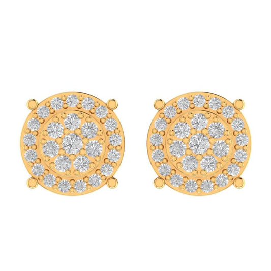 10K Real Yellow Gold Genuine Authentic 0.27 Cwt. VVS/1 Moissanite Diamond Unisex Round Screw Back Stud Earrings Small 7.30 mm