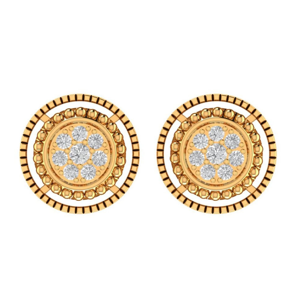 10K Real Yellow Gold Genuine Authentic 0.28 Cwt. VVS/1 Moissanite Diamond Unisex Round Screw Back Stud Earrings 11.31 mm