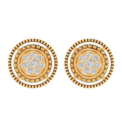 10K Real Yellow Gold Genuine Authentic 0.28 Cwt. VVS/1 Moissanite Diamond Unisex Round Screw Back Stud Earrings 11.31 mm