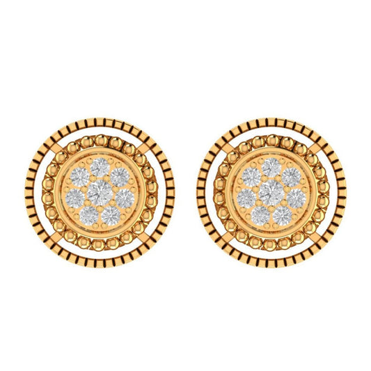 10K Real Yellow Gold Genuine Authentic 0.28 Cwt. VVS/1 Moissanite Diamond Unisex Round Screw Back Stud Earrings 11.31 mm