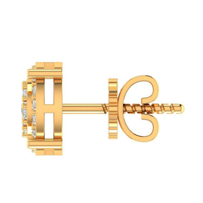 10K Real Yellow Gold Genuine Authentic 0.27 Cwt. VVS/1 Moissanite Diamond Unisex Round Screw Back Stud Earrings Small 7.30 mm