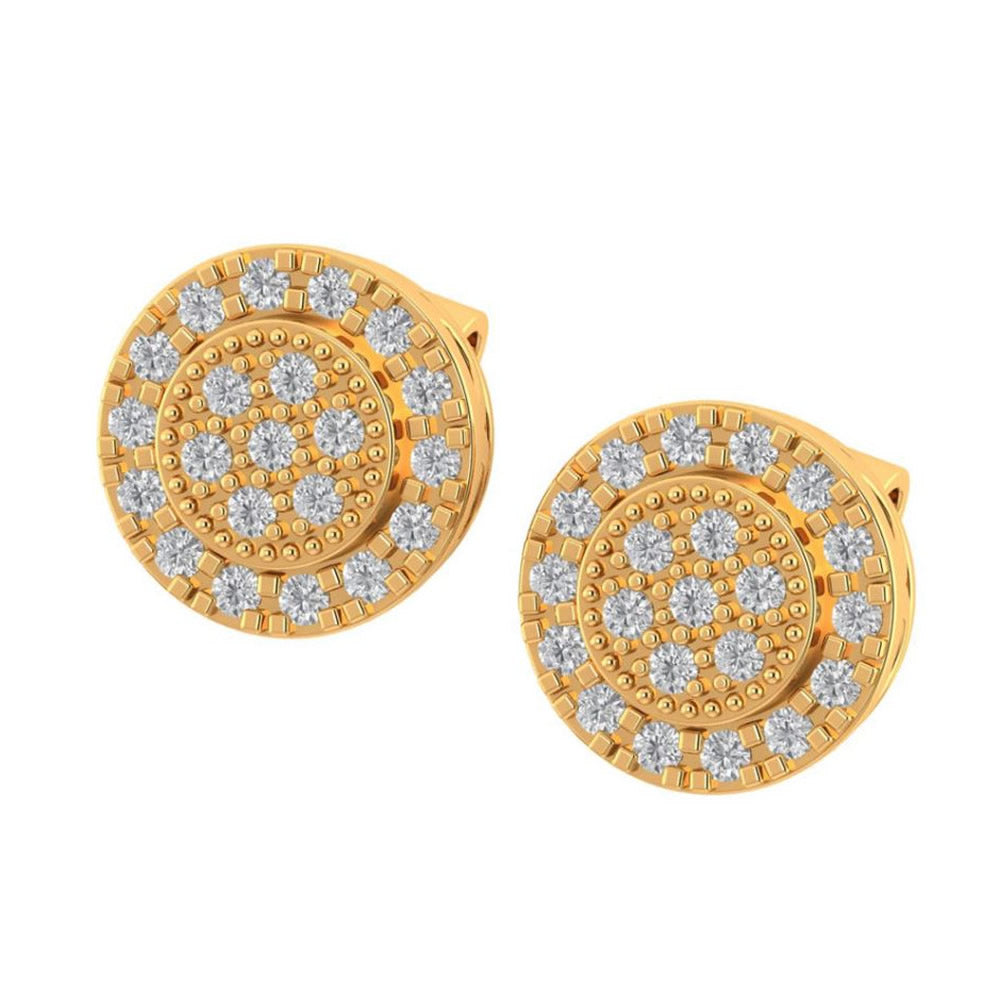 10K Real Yellow Gold Genuine Authentic 0.25 Cwt. VVS/1 Moissanite Diamond Unisex Round Flower Screw Back Stud Earrings Mini Small 8.75 mm