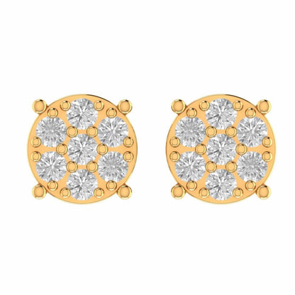 10K Real Yellow Gold Genuine Authentic 1/4 Cwt. VVS/1 Moissanite Diamond Unisex Round Flower Screw Back Stud Earrings Mini Small 6mm