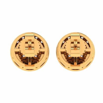 10K Real Yellow Gold Genuine Authentic 1/4 Cwt. VVS/1 Moissanite Diamond Unisex Round Flower Screw Back Stud Earrings Mini Small 8.75 mm