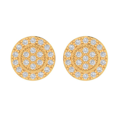 10K Real Yellow Gold Genuine Authentic 1/4 Cwt. VVS/1 Moissanite Diamond Unisex Round Flower Screw Back Stud Earrings Mini Small 8.75 mm