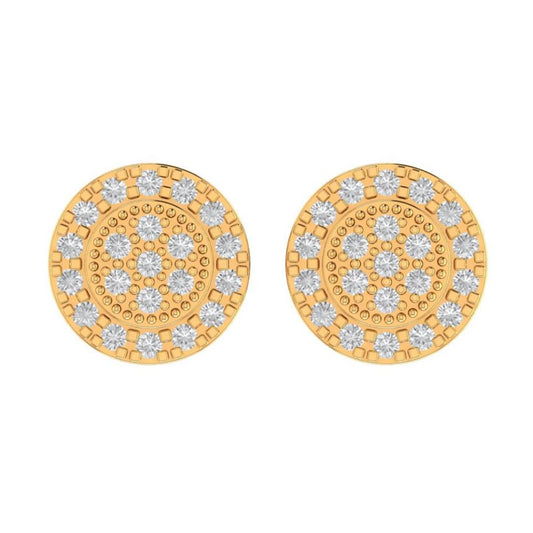 10K Real Yellow Gold Genuine Authentic 1/4 Cwt. VVS/1 Moissanite Diamond Unisex Round Flower Screw Back Stud Earrings Mini Small 8.75 mm