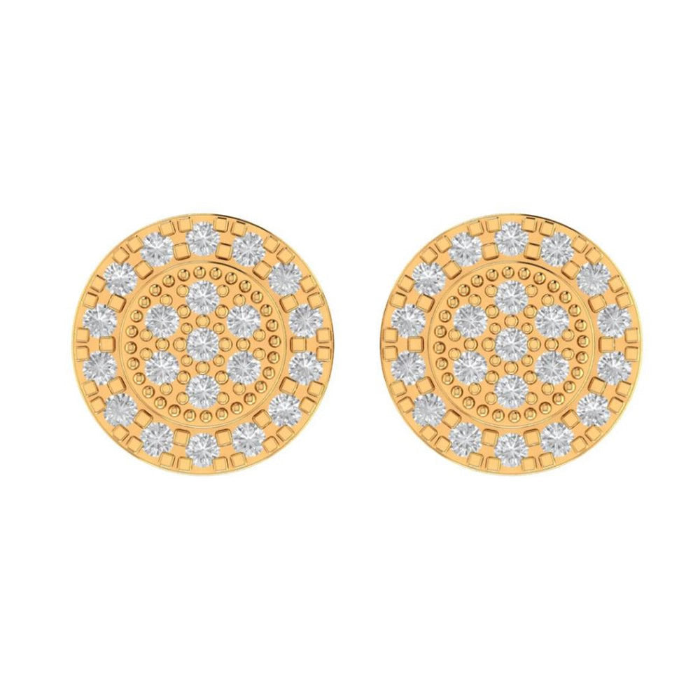 10K Real Yellow Gold Genuine Authentic 0.25 Cwt. VVS/1 Moissanite Diamond Unisex Round Flower Screw Back Stud Earrings Mini Small 8.75 mm