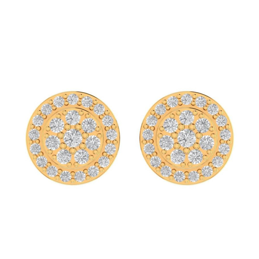 10K Real Solid Yellow Gold Genuine Authentic 0.27 Cwt. VVS/1 Moissanite Diamond Unisex Round Screw Back Stud Earrings Small 7.51 mm