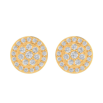 10K Real Solid Yellow Gold Genuine Authentic 0.27 Cwt. VVS/1 Moissanite Diamond Unisex Round Screw Back Stud Earrings Small 7.51 mm