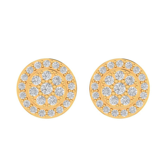 10K Real Solid Yellow Gold Genuine Authentic 0.27 Cwt. VVS/1 Moissanite Diamond Unisex Round Screw Back Stud Earrings Small 7.51 mm