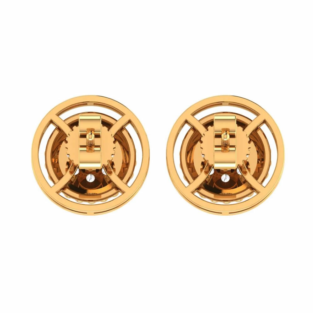 10K Real Yellow Gold Genuine Authentic 0.28 Cwt. VVS/1 Moissanite Diamond Unisex Round Screw Back Stud Earrings 11.31 mm