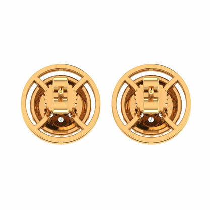 10K Real Yellow Gold Genuine Authentic 0.28 Cwt. VVS/1 Moissanite Diamond Unisex Round Screw Back Stud Earrings 11.31 mm