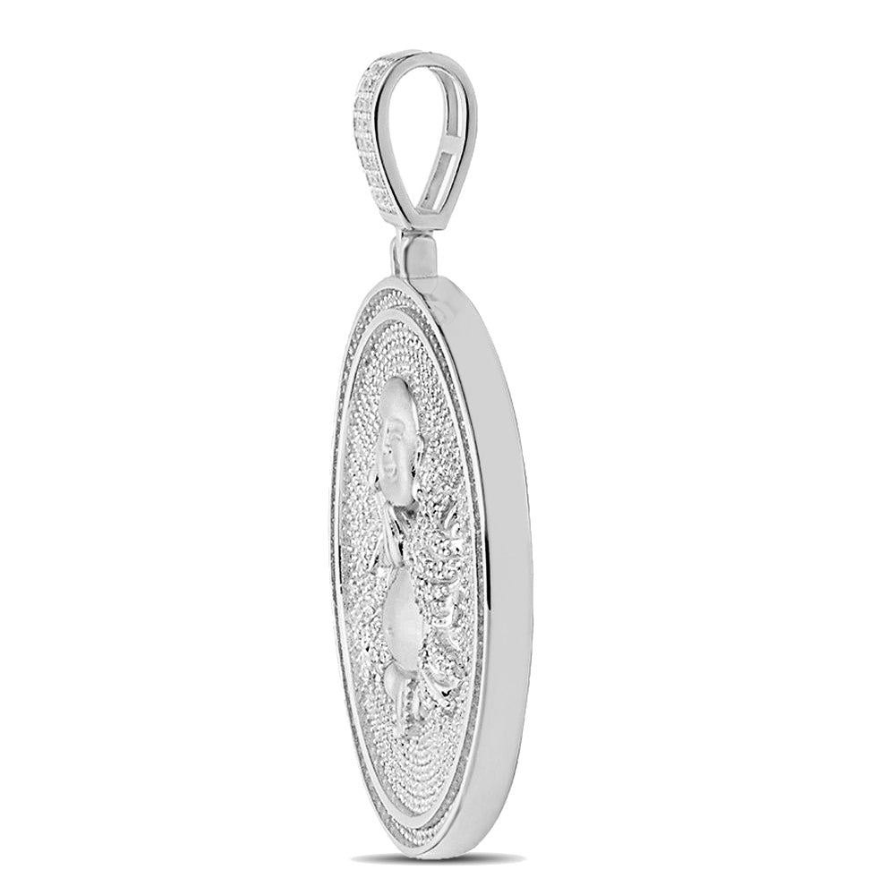 Real Genuine 3.50 Cwt. Authentic VVS/1 MOISSANITE Diamond 32+ Grams Praying Gautama Buddha 14K Gold Finish Religious Charm Pendant Chain Set