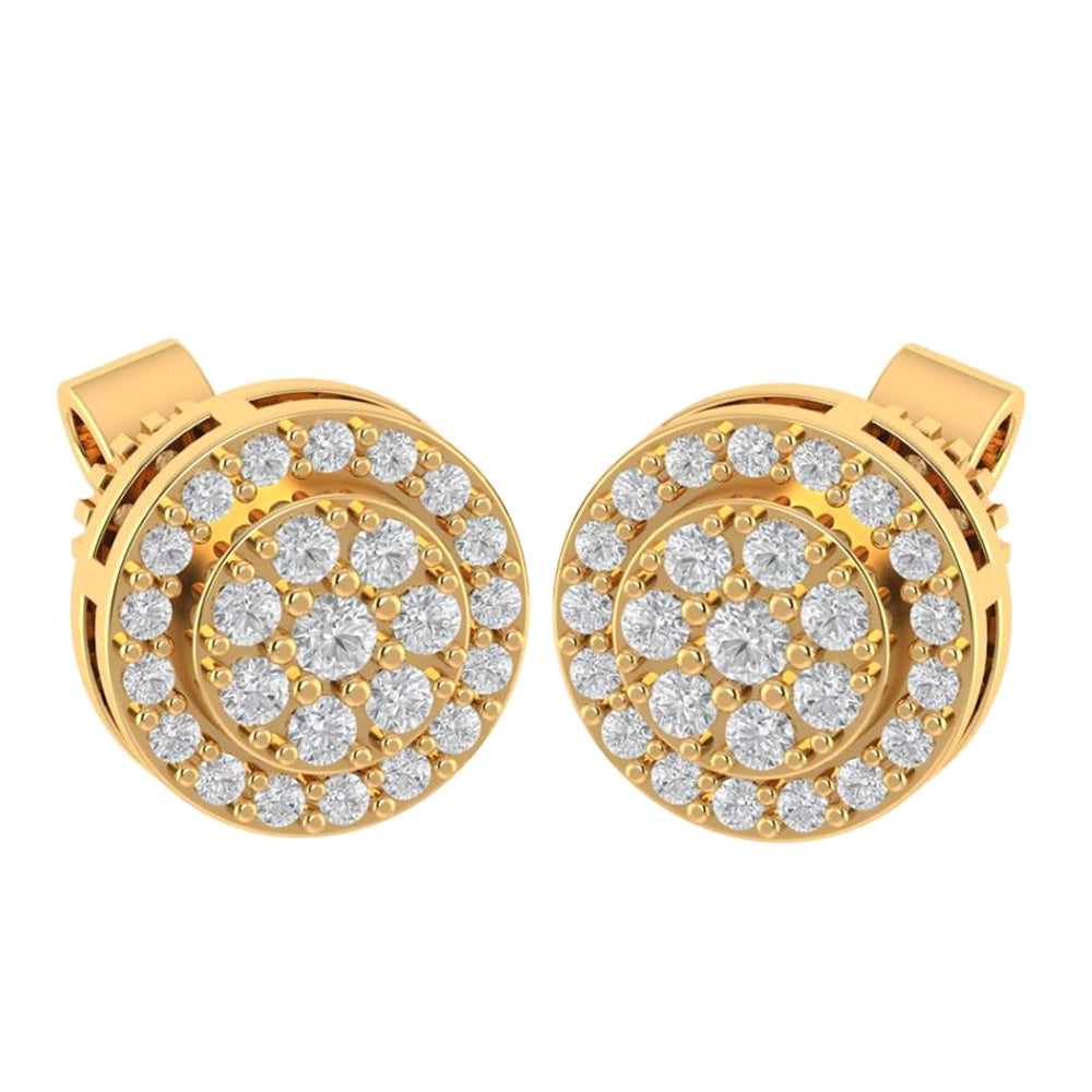 10K Real Solid Yellow Gold Genuine Authentic 0.27 Cwt. VVS/1 Moissanite Diamond Unisex Round Screw Back Stud Earrings Small 7.51 mm