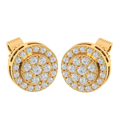 10K Real Solid Yellow Gold Genuine Authentic 0.27 Cwt. VVS/1 Moissanite Diamond Unisex Round Screw Back Stud Earrings Small 7.51 mm
