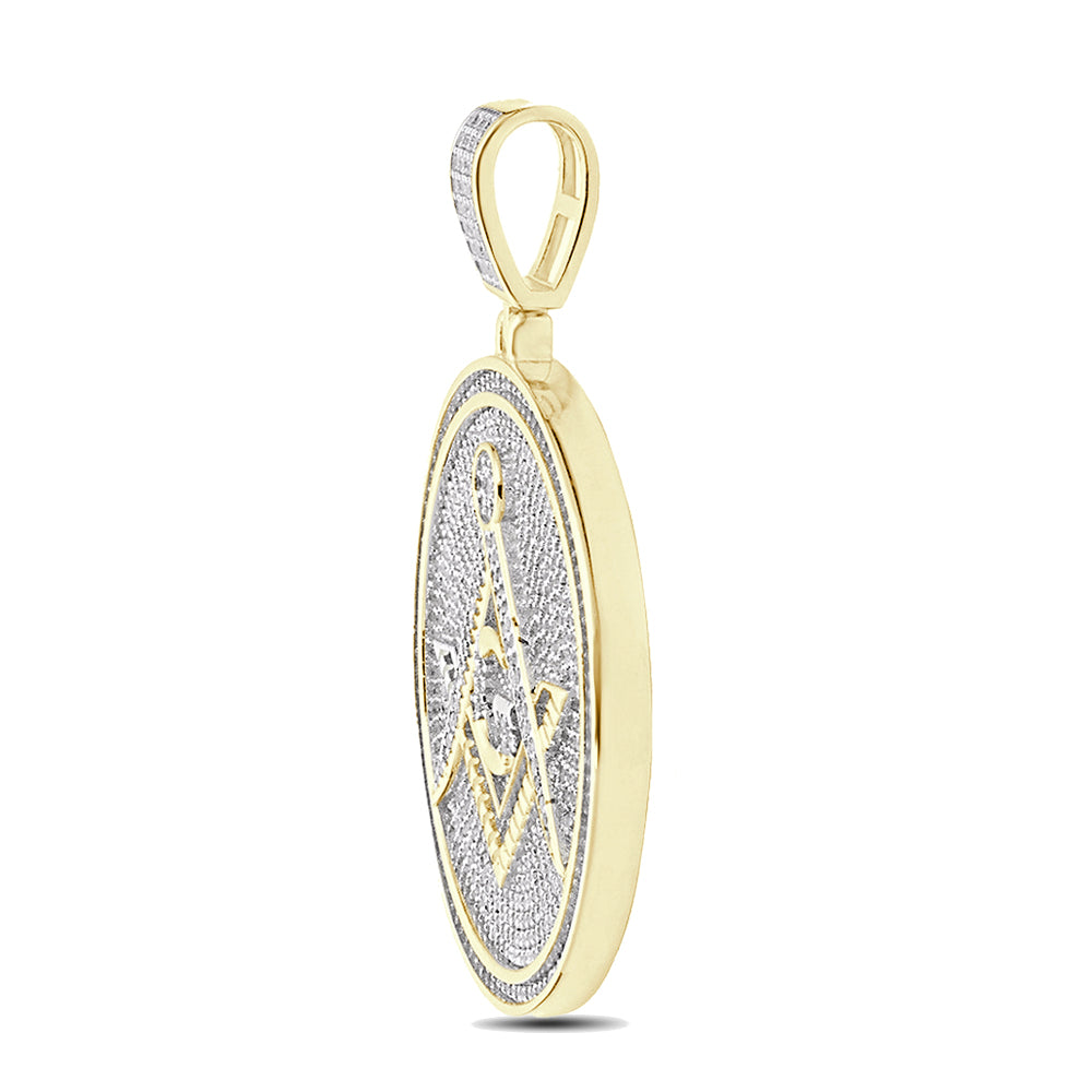 Real Genuine 3.50 Cwt. Authentic VVS/1 MOISSANITE Diamond 33+ Grams Freemason Masonic G Compass Pendant 14K Gold Finish Charm Chain Neckless