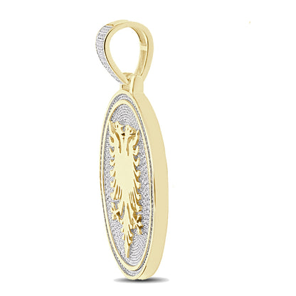 Real 3.50 Cwt. Authentic VVS/1 MOISSANITE Diamond 33+ Grams Albanian Eagle Double Headed Flying Bird Pendant 14K Gold Finish Charm Chain Set