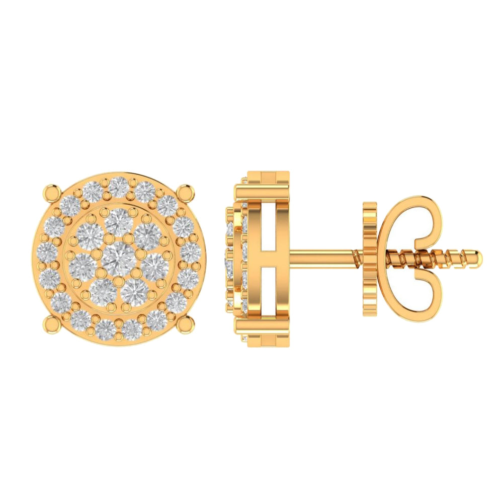 10K Real Solid Yellow Gold Genuine Authentic 0.27 Cwt. VVS/1 Moissanite Diamond Unisex Round Screw Back Stud Earrings Small 7.51 mm