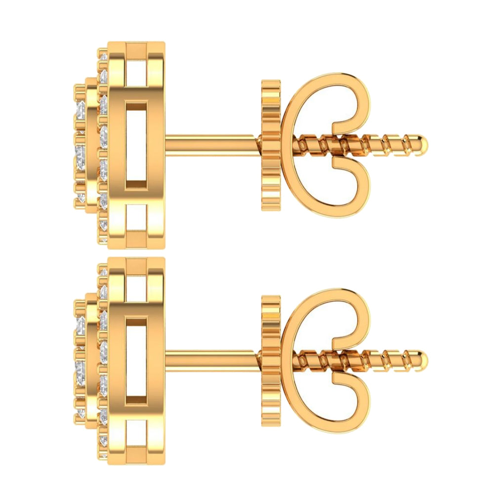 10K Real Solid Yellow Gold Genuine Authentic 0.27 Cwt. VVS/1 Moissanite Diamond Unisex Round Screw Back Stud Earrings Small 7.51 mm