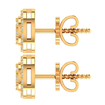 10K Real Solid Yellow Gold Genuine Authentic 0.27 Cwt. VVS/1 Moissanite Diamond Unisex Round Screw Back Stud Earrings Small 7.51 mm