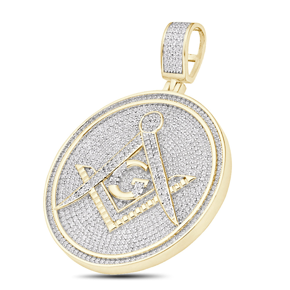 Real Genuine 3.50 Cwt. Authentic VVS/1 MOISSANITE Diamond 33+ Grams Freemason Masonic G Compass Pendant 14K Gold Finish Charm Chain Neckless