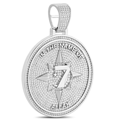 Real Genuine 3.50 Cwt. Authentic MOISSANITE Diamond 34+ Grams Five-Percent Nation Five Percenter Allah Pendant 10K Gold Over Charm Chain Set