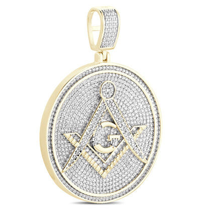 Real Genuine 3.50 Cwt. Authentic VVS/1 MOISSANITE Diamond 33+ Grams Freemason Masonic G Compass Pendant 14K Gold Finish Charm Chain Neckless