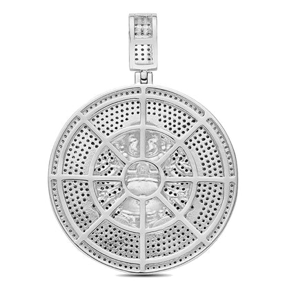 Real Genuine 3.50 Cwt. Authentic VVS/1 MOISSANITE Diamond 32+ Grams Praying Gautama Buddha 14K Gold Finish Religious Charm Pendant Chain Set