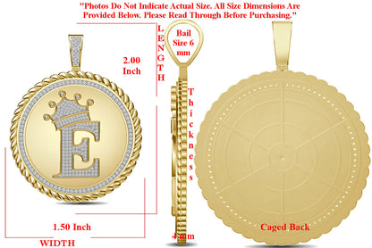 Real Genuine Authentic 1.75 Cwt. VVS1 MOISSANITE Diamond 32+ Grams Crown Initial Alphabet Letter Pendant Medallion 10K Gold On Charm + Chain