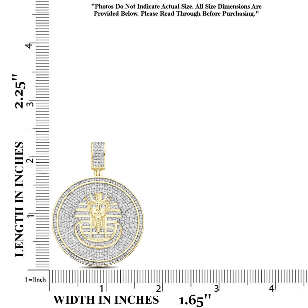 Real Genuine 3.50 Cwt. Authentic MOISSANITE Diamond 31+ Grams Ancient Egyptian Pharaoh King Tut Mummy 14K Gold Over Charm Pendant Chain Set
