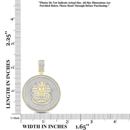 Real Genuine 3.50 Cwt. Authentic MOISSANITE Diamond 31+ Grams Ancient Egyptian Pharaoh King Tut Mummy 14K Gold Over Charm Pendant Chain Set