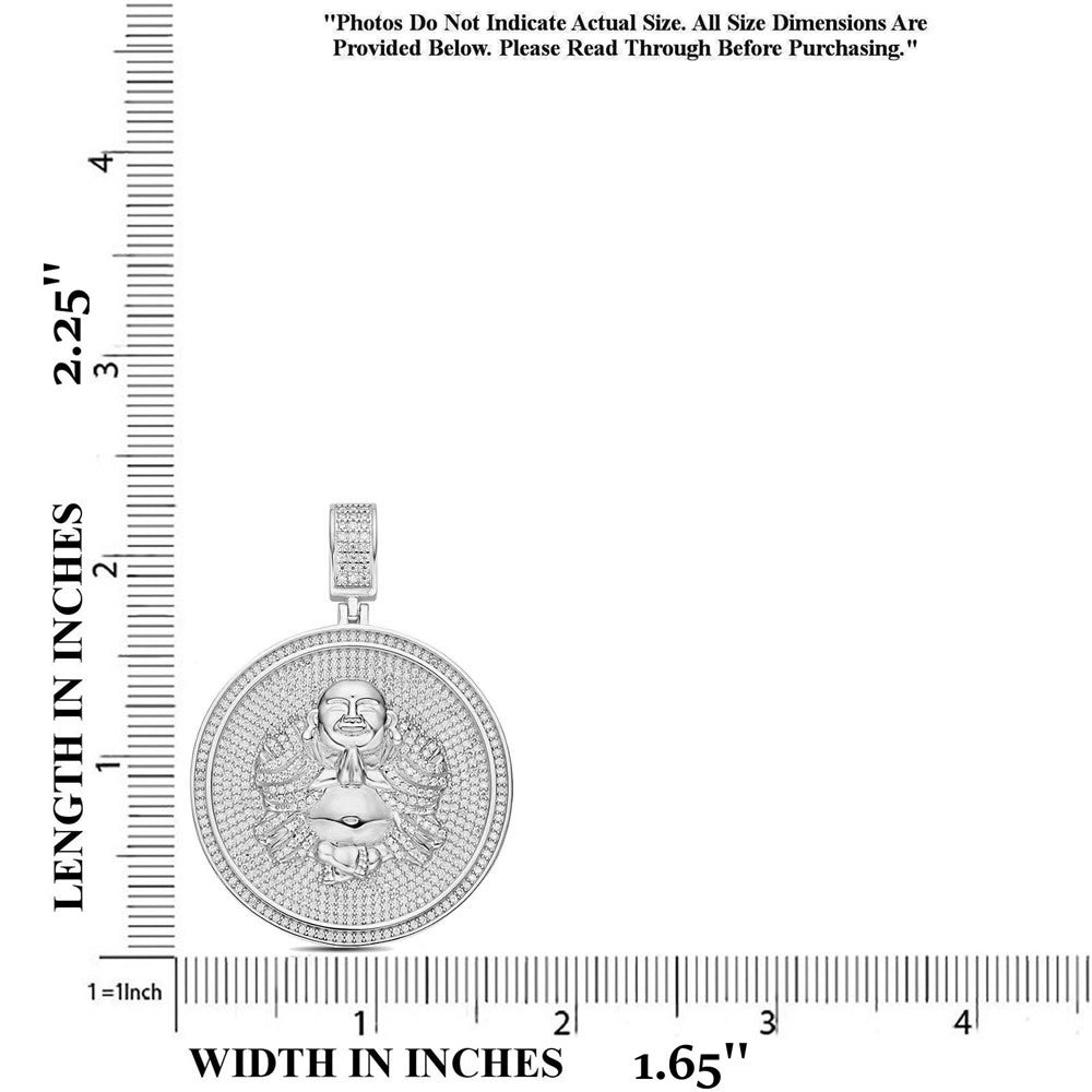 Real Genuine 3.50 Cwt. Authentic VVS/1 MOISSANITE Diamond 32+ Grams Praying Gautama Buddha 14K Gold Finish Religious Charm Pendant Chain Set