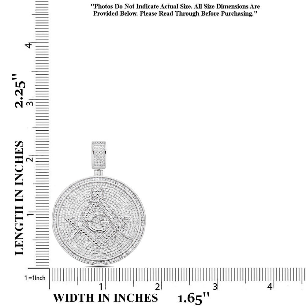 Real Genuine 3.50 Cwt. Authentic VVS/1 MOISSANITE Diamond 33+ Grams Freemason Masonic G Compass Pendant 14K Gold Finish Charm Chain Neckless