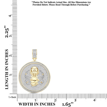 Real Genuine 3.50 Cwt. Authentic VVS/1 MOISSANITE Diamond 32+ Grams Praying Gautama Buddha 14K Gold Finish Religious Charm Pendant Chain Set