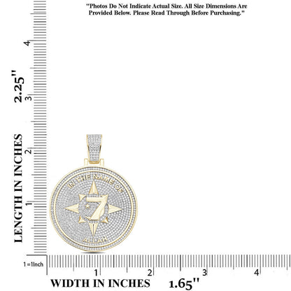 Real Genuine 3.50 Cwt. Authentic MOISSANITE Diamond 34+ Grams Five-Percent Nation Five Percenter Allah Pendant 10K Gold Over Charm Chain Set