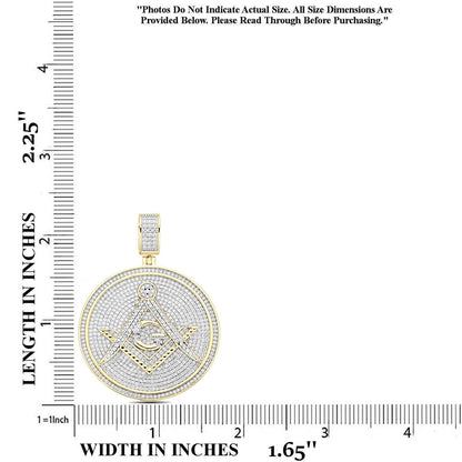 Real Genuine 3.50 Cwt. Authentic VVS/1 MOISSANITE Diamond 33+ Grams Freemason Masonic G Compass Pendant 14K Gold Finish Charm Chain Neckless