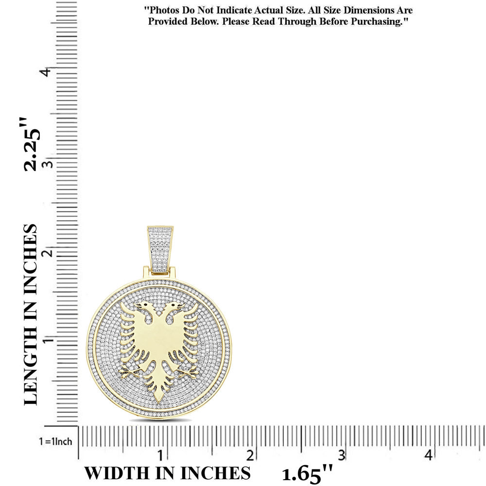 Real 3.50 Cwt. Authentic VVS/1 MOISSANITE Diamond 33+ Grams Albanian Eagle Double Headed Flying Bird Pendant 14K Gold Finish Charm Chain Set