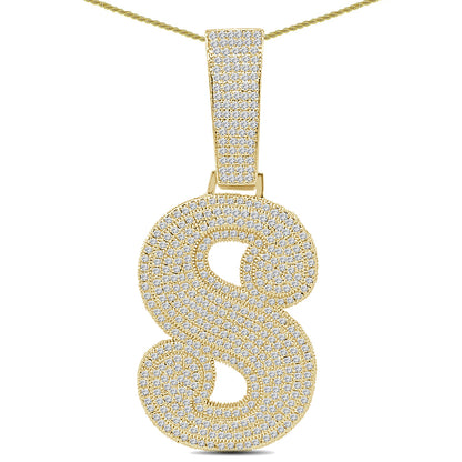 59+ Grams Big XL 3.25'' 14K Gold Finish Simulated Diamond Iced Out Hip Hop Bling Letter Initial Alphabet Pendant Charm Free Chain Necklace