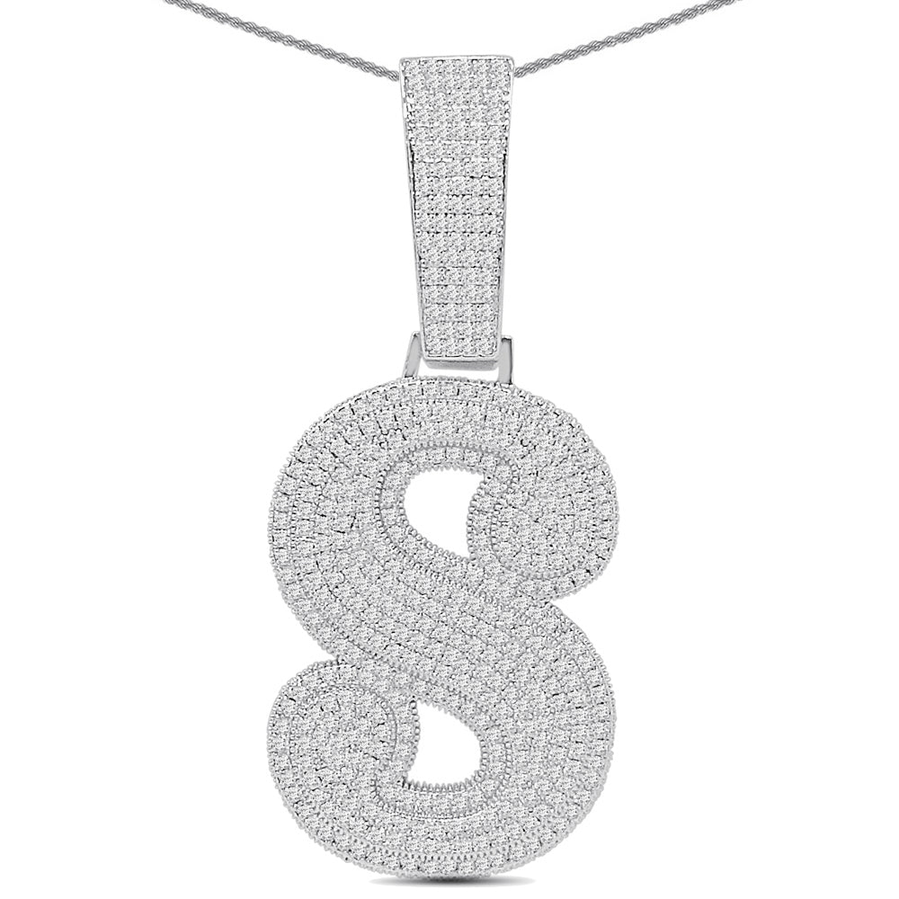 59+ Grams Big XL 3.25'' 14K White Gold Finish Simulated Diamond Iced Hip Hop Bling Letter Initial Alphabet Pendant Charm Free Chain Necklace