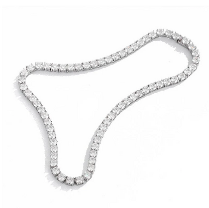 Real Genuine Authentic 32.00 Cwt. Certified Hand Prong Set VVS/D Moissanite Diamond 14K Gold Over 4MM 1 Row Tennis Link Chain Neckless 18''
