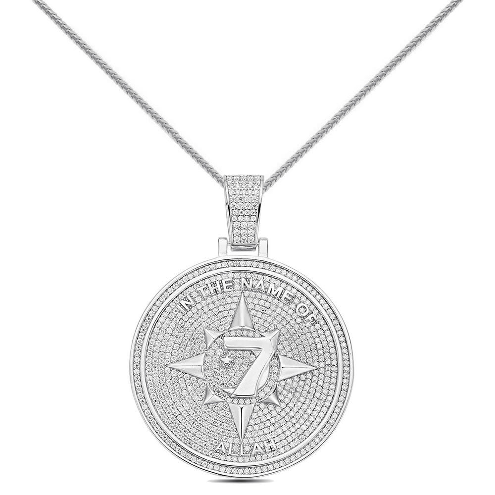 Real Genuine 3.50 Cwt. Authentic MOISSANITE Diamond 34+ Grams Five-Percent Nation Five Percenter Allah Pendant 10K Gold Over Charm Chain Set