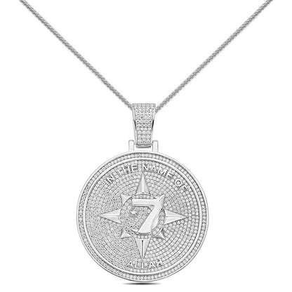 Real Genuine 3.50 Cwt. Authentic MOISSANITE Diamond 34+ Grams Five-Percent Nation Five Percenter Allah Pendant 10K Gold Over Charm Chain Set