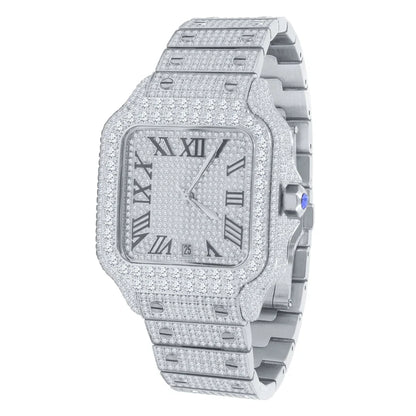 VVS/D Moissanite Watch & Bracelet Combo 8" Miami Cuban Link bracelet & Steel Luxury Automatic Designer Men's Custom Watch