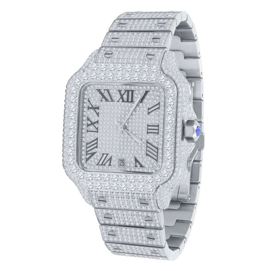 VVS/D Moissanite Watch & Bracelet Combo 8" Miami Cuban Link bracelet & Steel Luxury Automatic Designer Men's Custom Watch