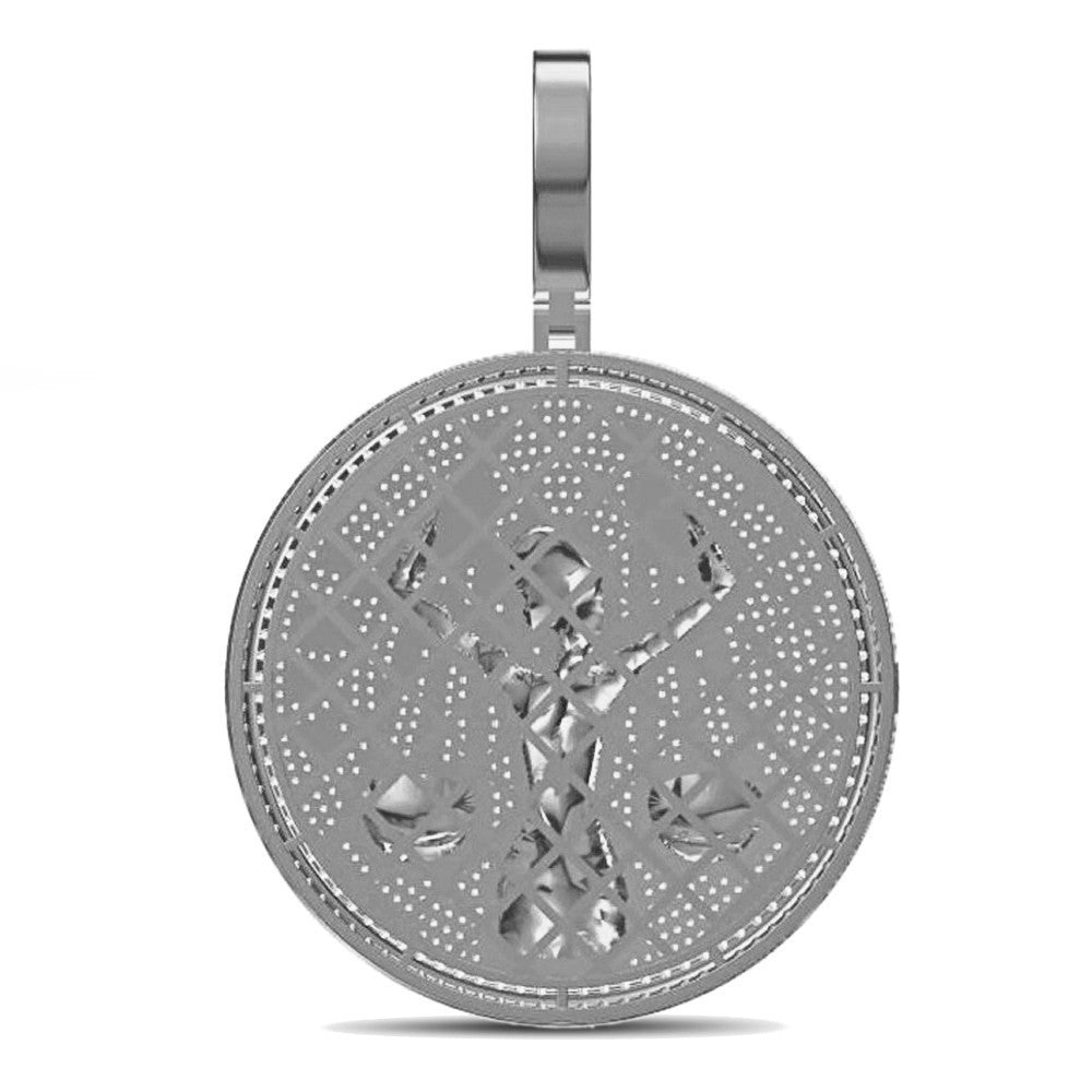 55+ Grams Big 2.80'' Real Silver Simulated Diamond 14K Gold Finish Astrological Zodiac Birth Symbol Sign Libra Charm Pendant + Free Chain