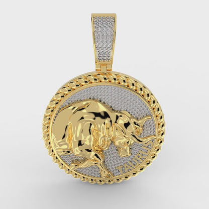 USDIAMONDKING Authentic Real Genuine 1.50 Cwt. VVS/1 MOISSANITE Diamond 40+ Grams Zodiac Lucky Birth Sign Astrology Horoscope 14K Yellow Gold Finish Goodluck Pendant Charm Chain Neckless Set