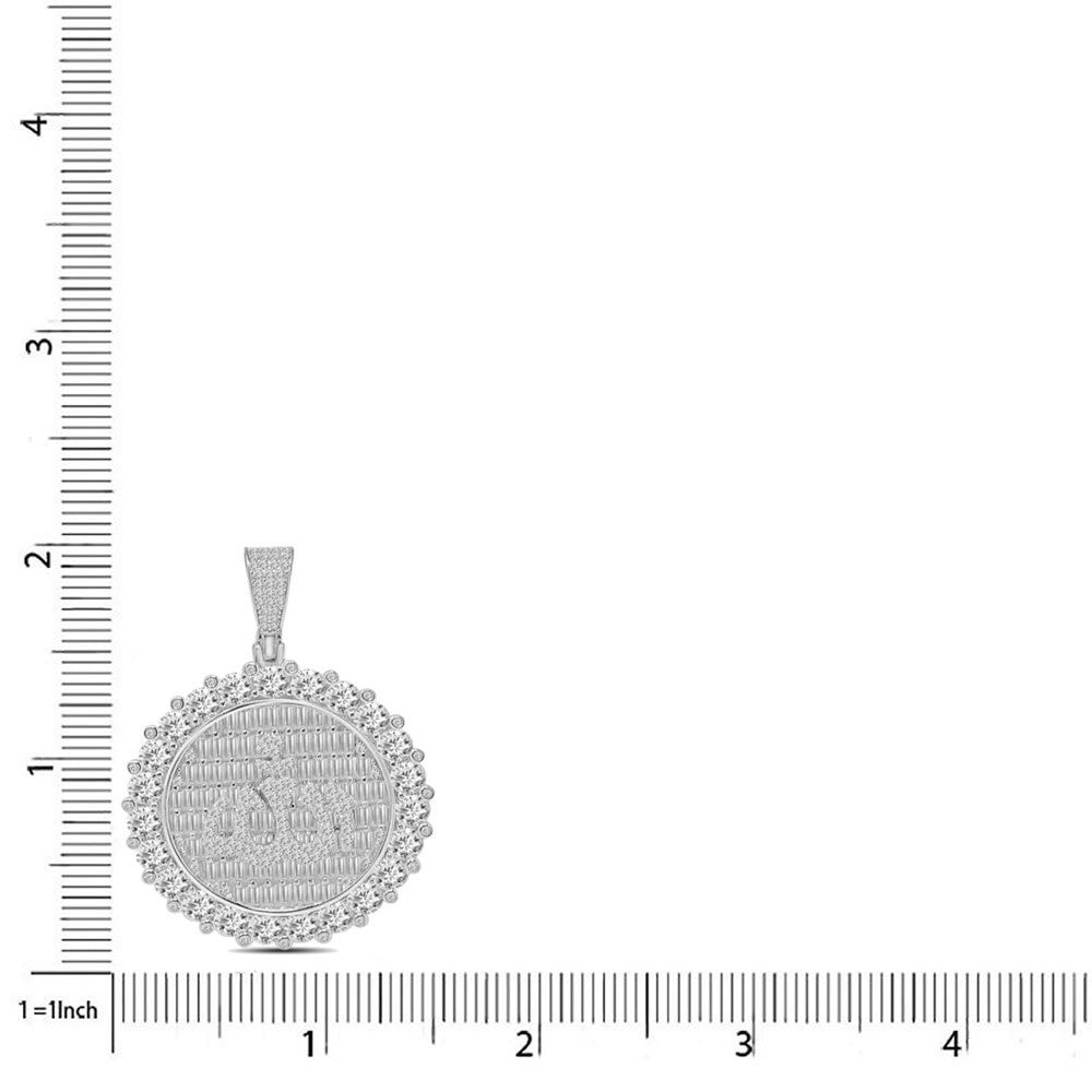 30+ Grams Real Silver 14K Gold Finish 2.00 Ct. Baguette/Round Cut Simulated Diamond Allah God Muslim Flower Charm Pendant +Free Chain Unisex